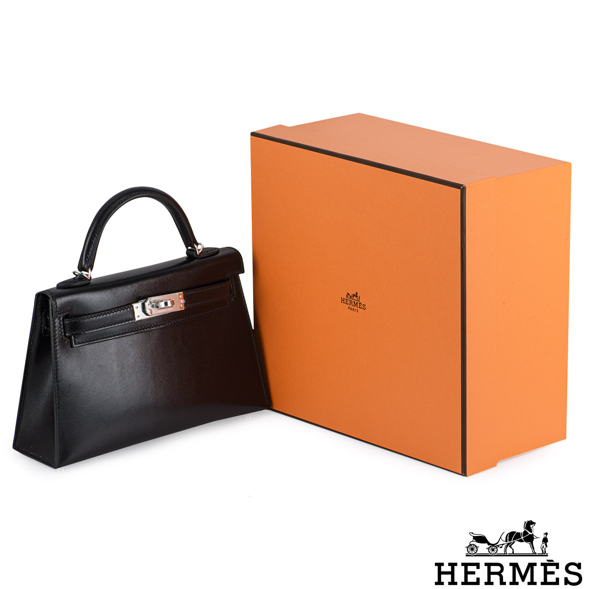 HERMES KELLY 20 SELLIER 2way Bag ◯Y N Purse Blue Box Calf Vintage 60805